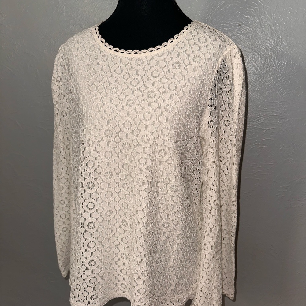 Banana Republic Ivory Lace Blouse | Size Medium | Sheer Floral Boho Top